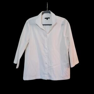 Kal Rieman White Collared Textured Button Up Long Sleeve Shirt Top, Women's XL